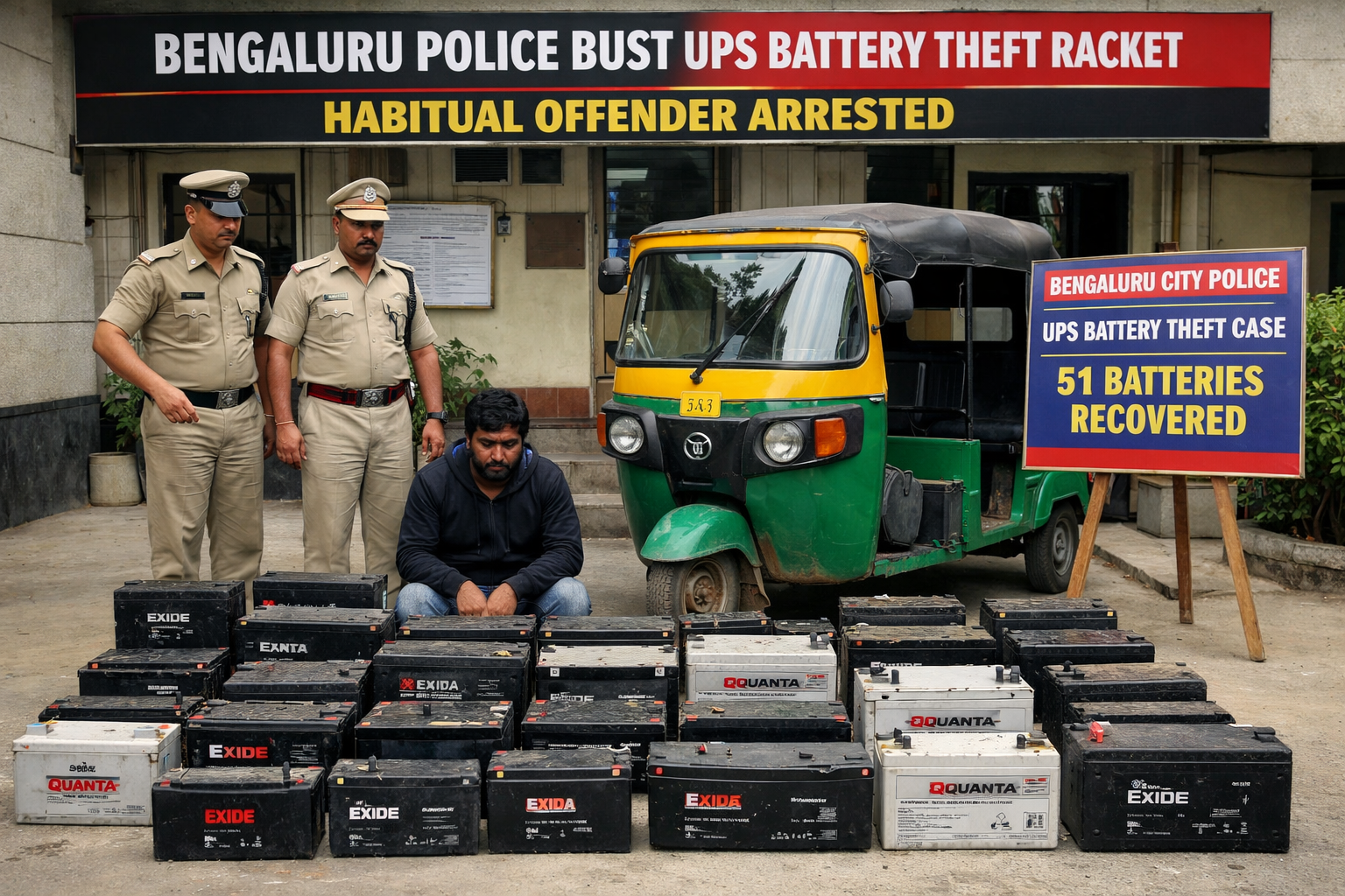Bengaluru Police Bust UPS Battery Theft Racket, Arrest Habitual Offender